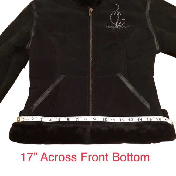 Vintage Baby Phat Black Suede Bomber Jacket Size- Small Y2K 2000 Faux Fur Lined - Picture 12 of 16